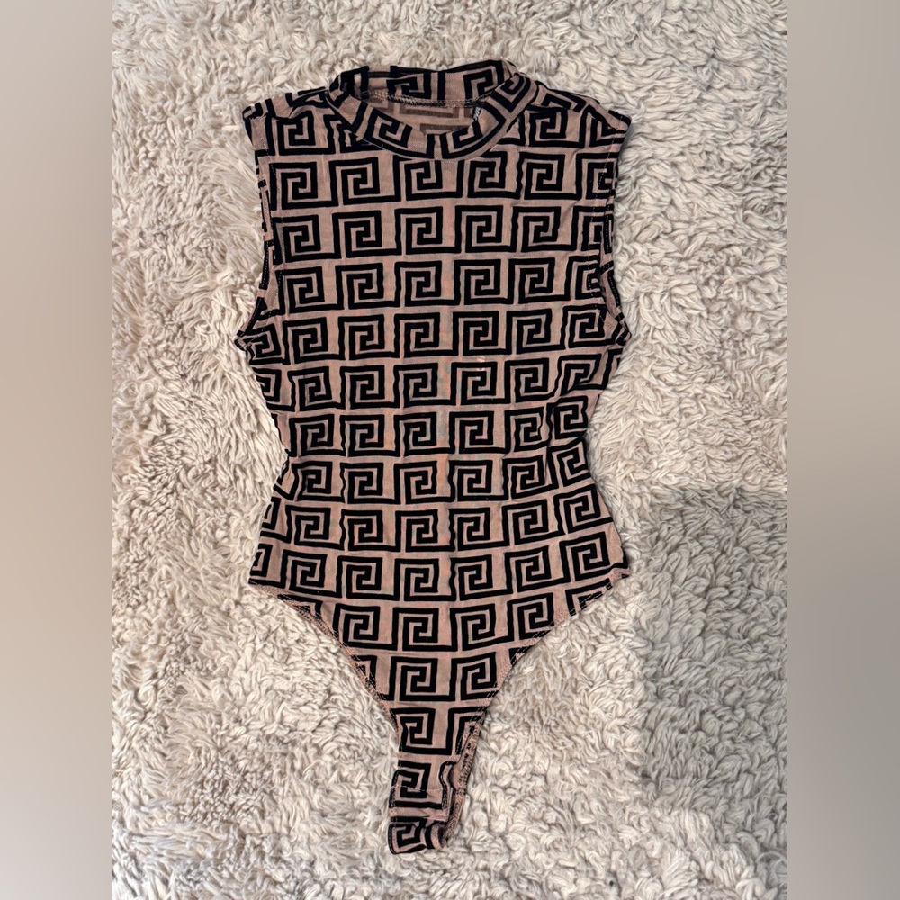 Fashion Nova Women Bodysuit - Black and Tan